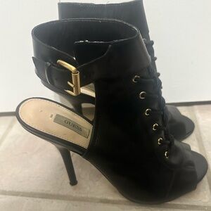 Guess Black Peep-Toe Heeled Booties